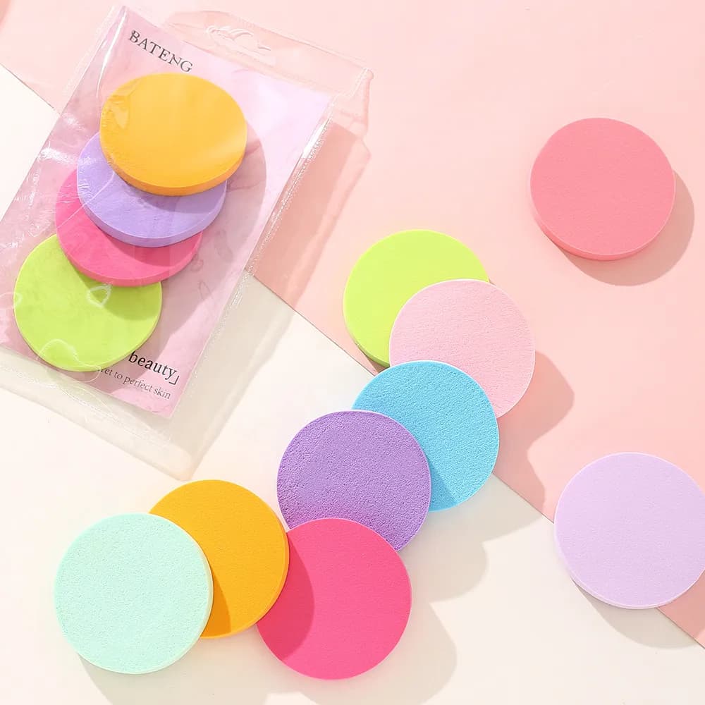 4Pcs Colorful Round Makeup Sponge Puff Set