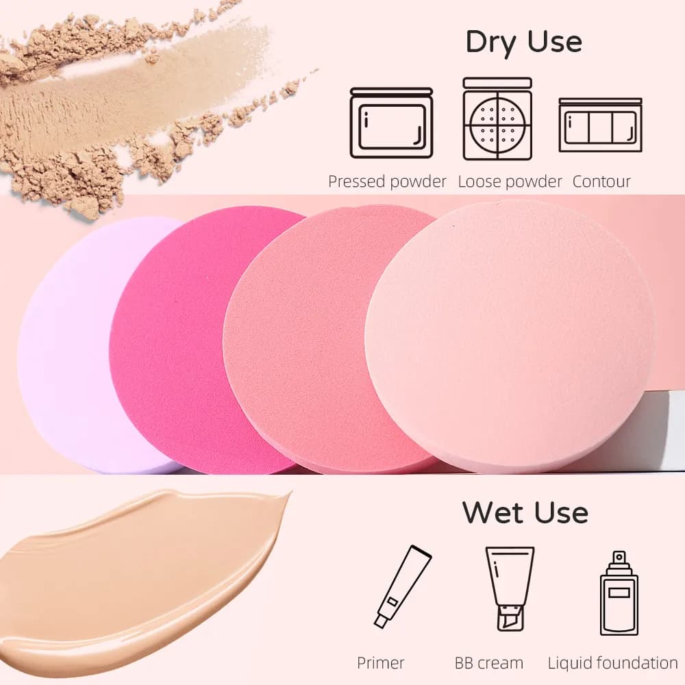 4Pcs Colorful Round Makeup Sponge Puff Set detail image 6