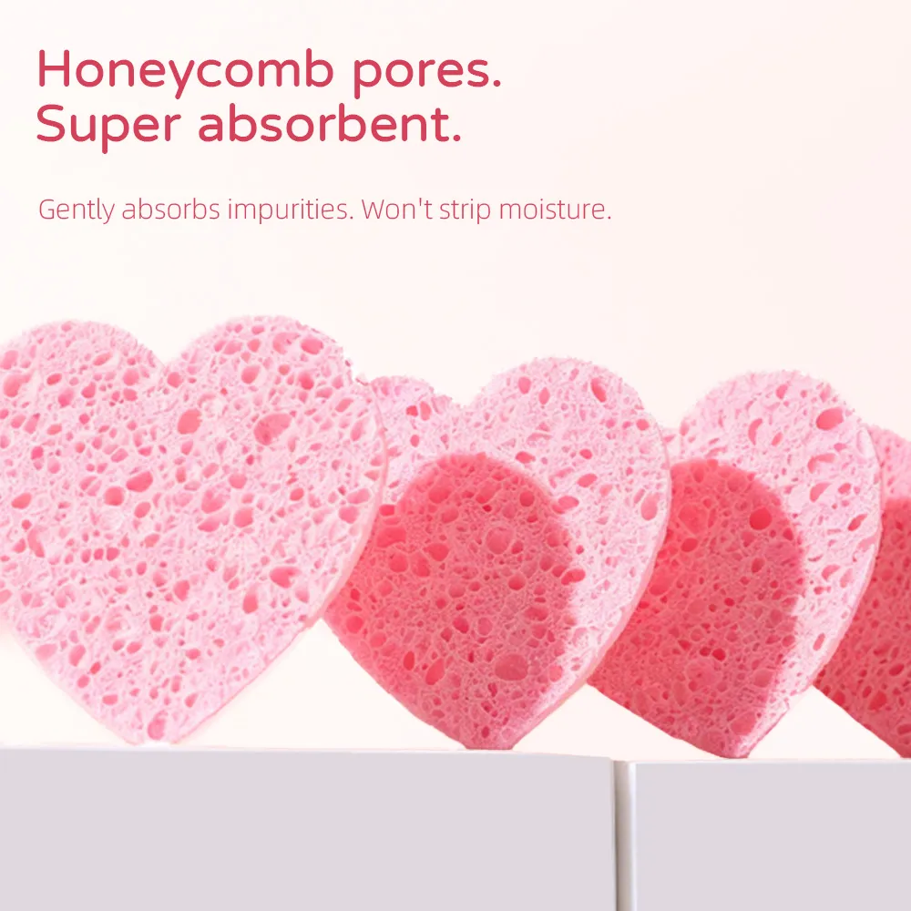 3Pcs Heart Shape Facial Cleansing Sponge detail image 1