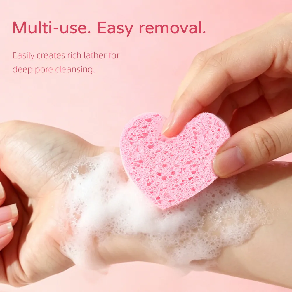 3Pcs Heart Shape Facial Cleansing Sponge detail image 5