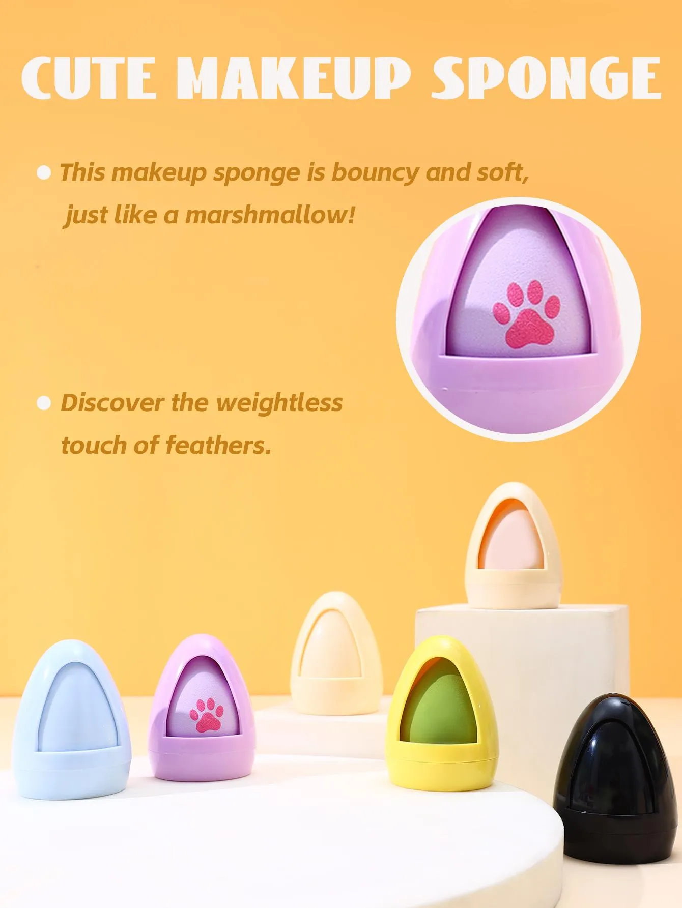 1PC Cat Paw Design Makeup Sponge with UFO Travel Case detail image 3
