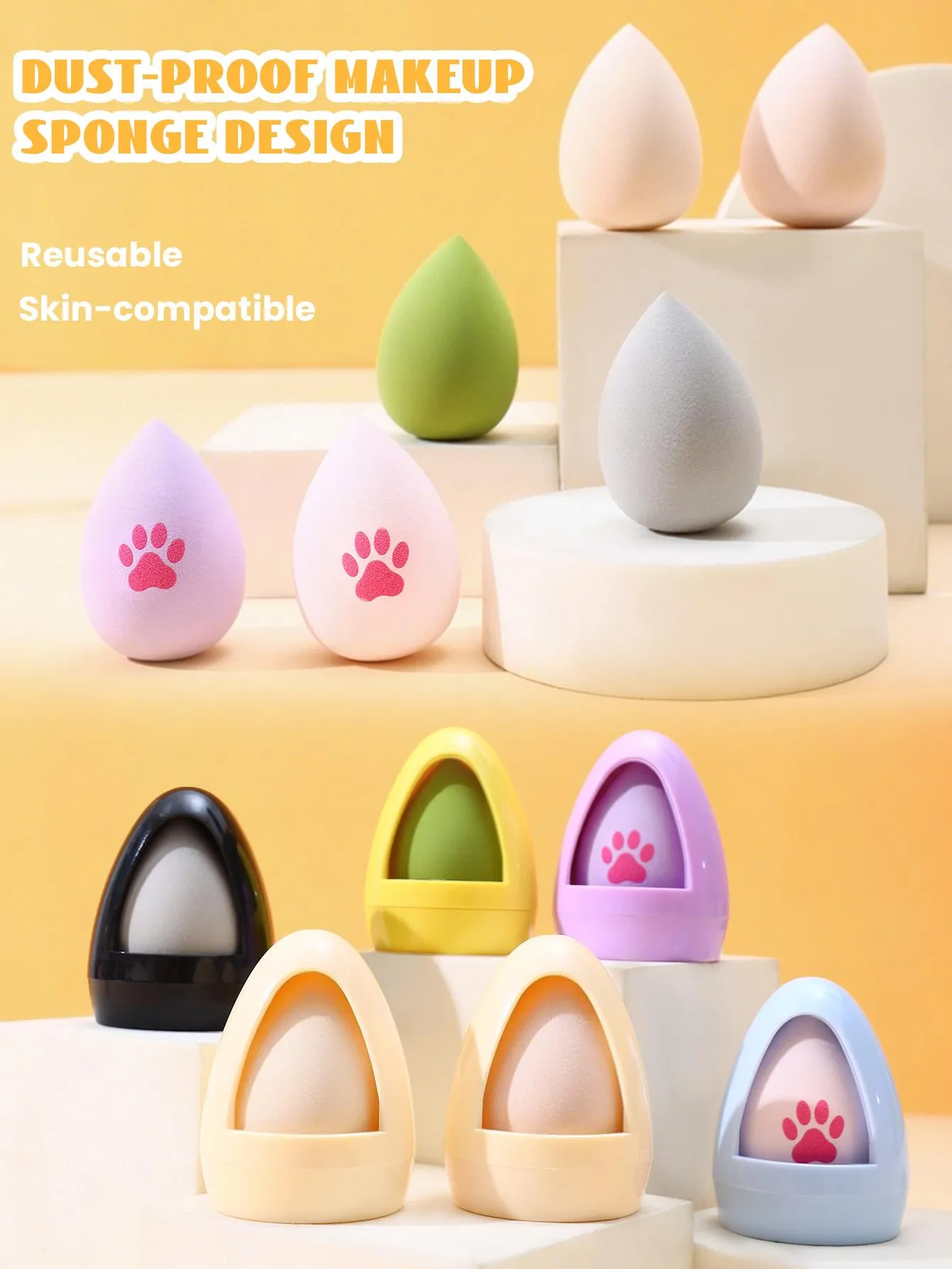 1PC Cat Paw Design Makeup Sponge with UFO Travel Case detail image 5