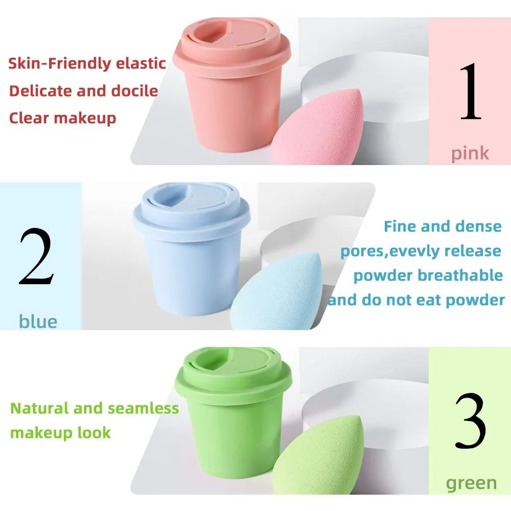 1Pc Soft Makeup Beauty Sponge with Coffee Cup Style Storage Holder detail image 3