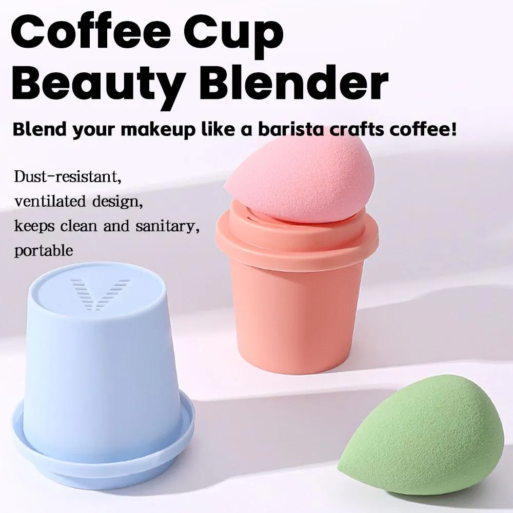 1Pc Soft Makeup Beauty Sponge with Coffee Cup Style Storage Holder detail image 4