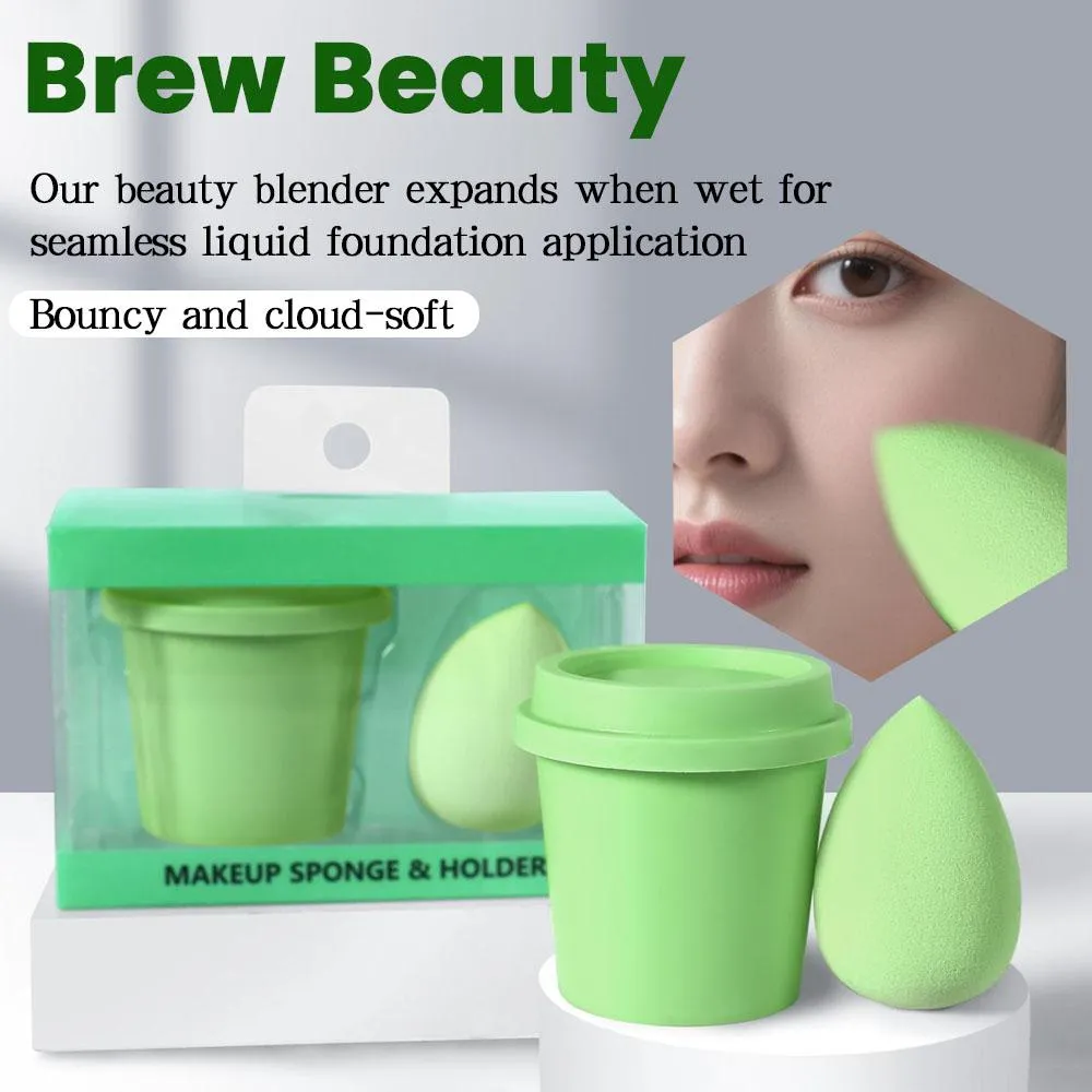 1Pc Soft Makeup Beauty Sponge with Coffee Cup Style Storage Holder detail image 5