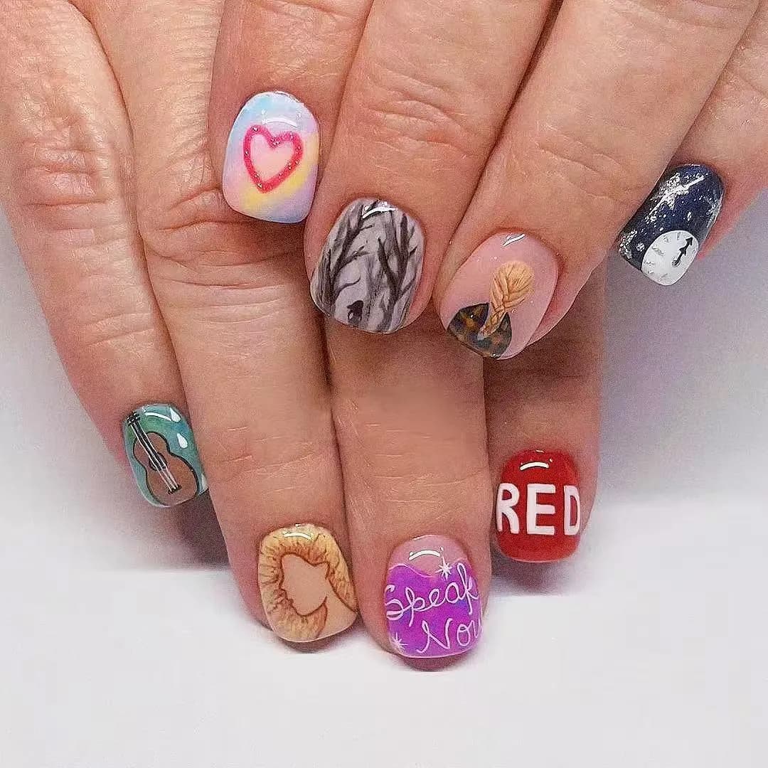 24pcs Press On Nails, Short Square Shape, Mixed Color System detail image