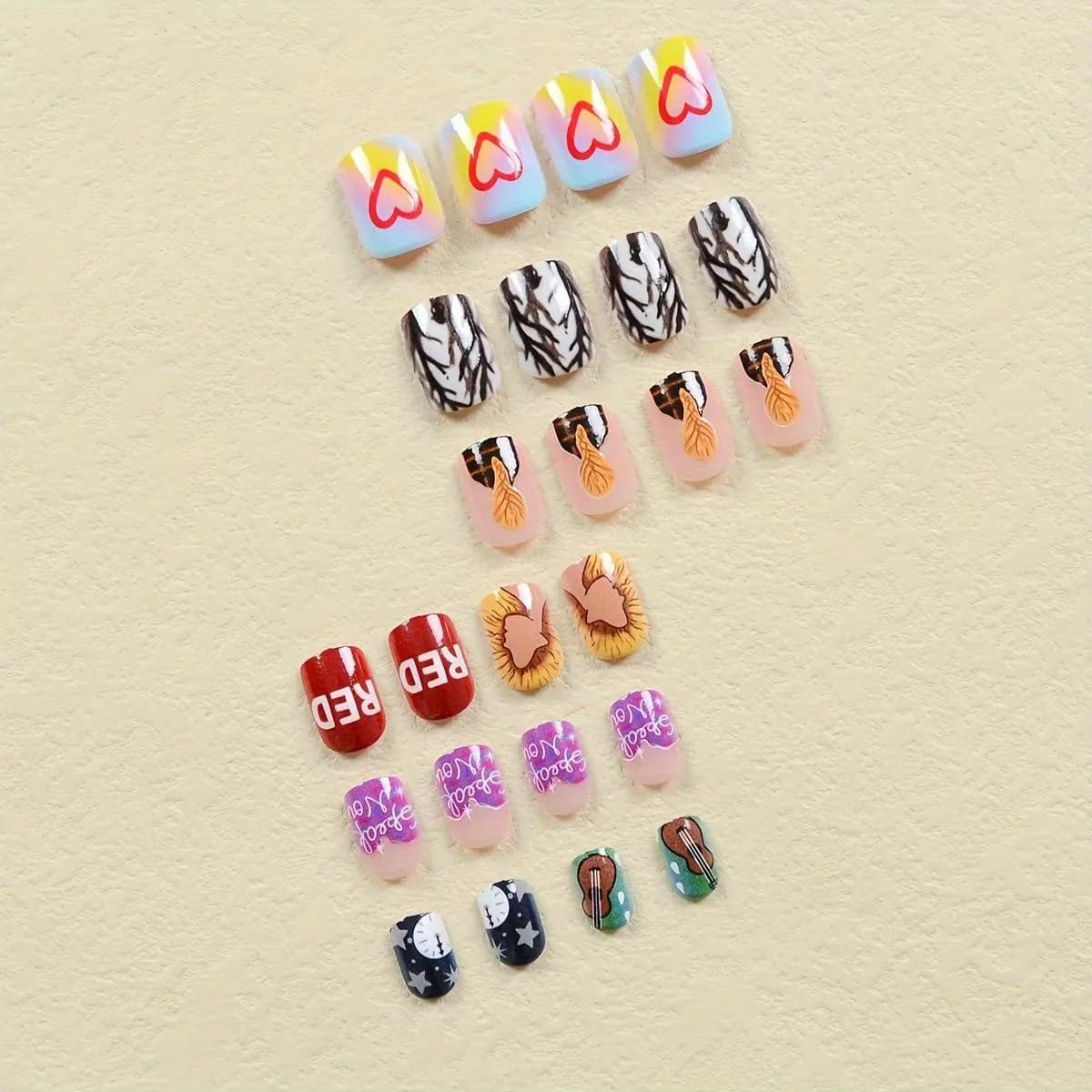 24pcs Press On Nails, Short Square Shape, Mixed Color System detail image