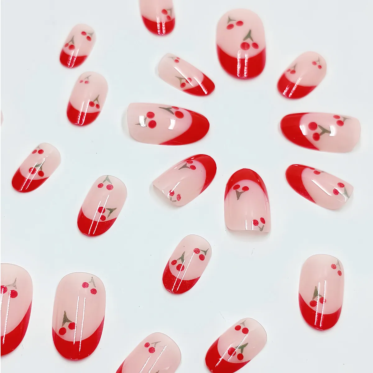 24pcs Glossy Red Almond Press